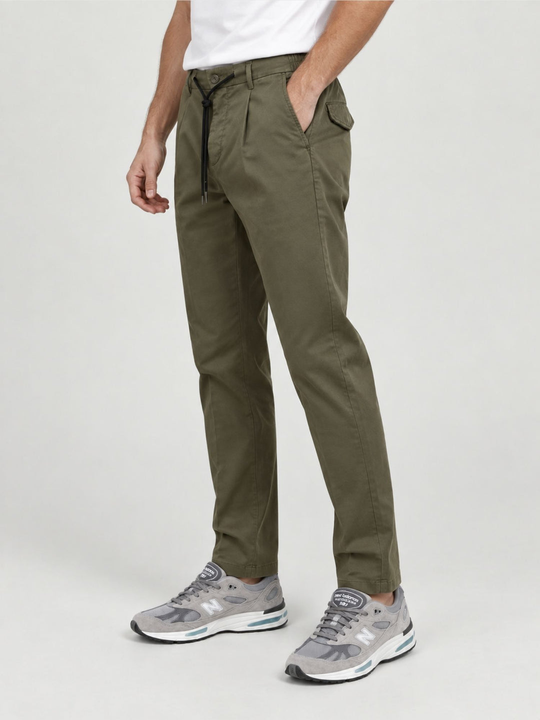 Pantalone con coulisse in cotone verde P002CO0461M 4017 ANDREA MORANDO 