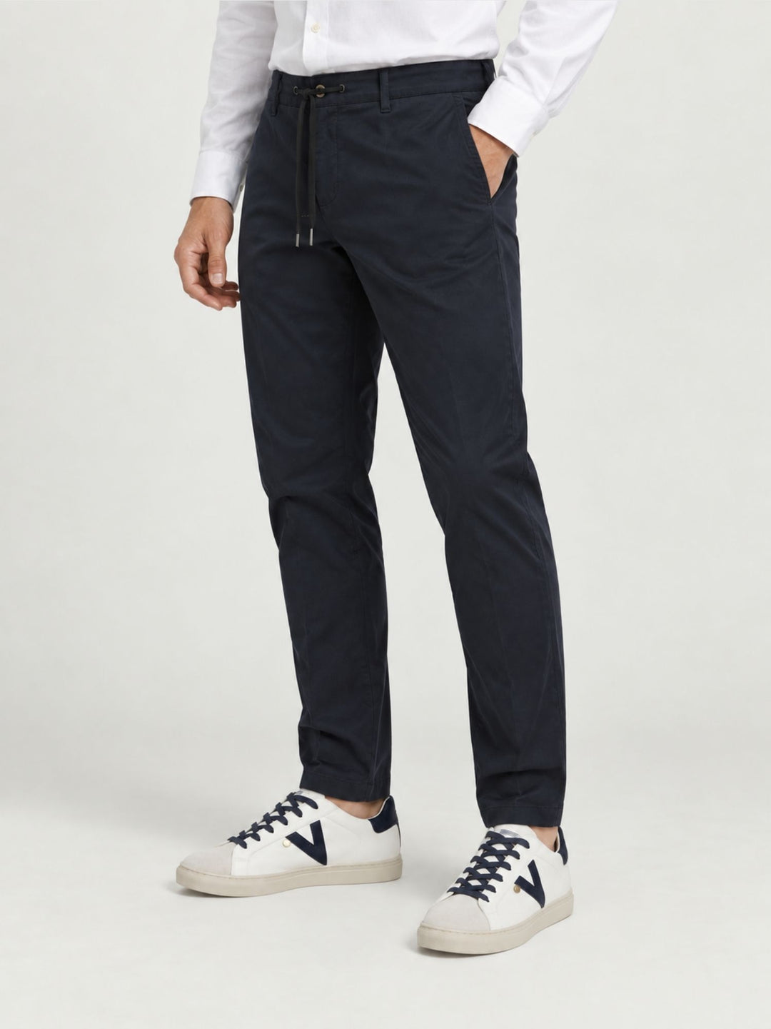 Pantalone con coulisse in cotone blu navy P002CO0461M 7000 ANDREA MORANDO 