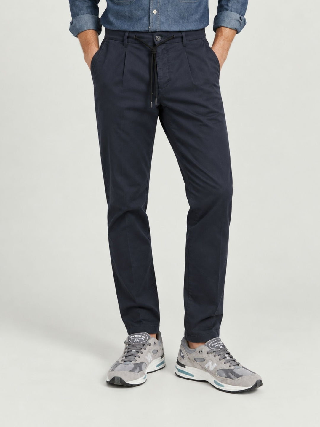 Pantalone con coulisse in cotone blu P002CO0461M 7019 ANDREA MORANDO 