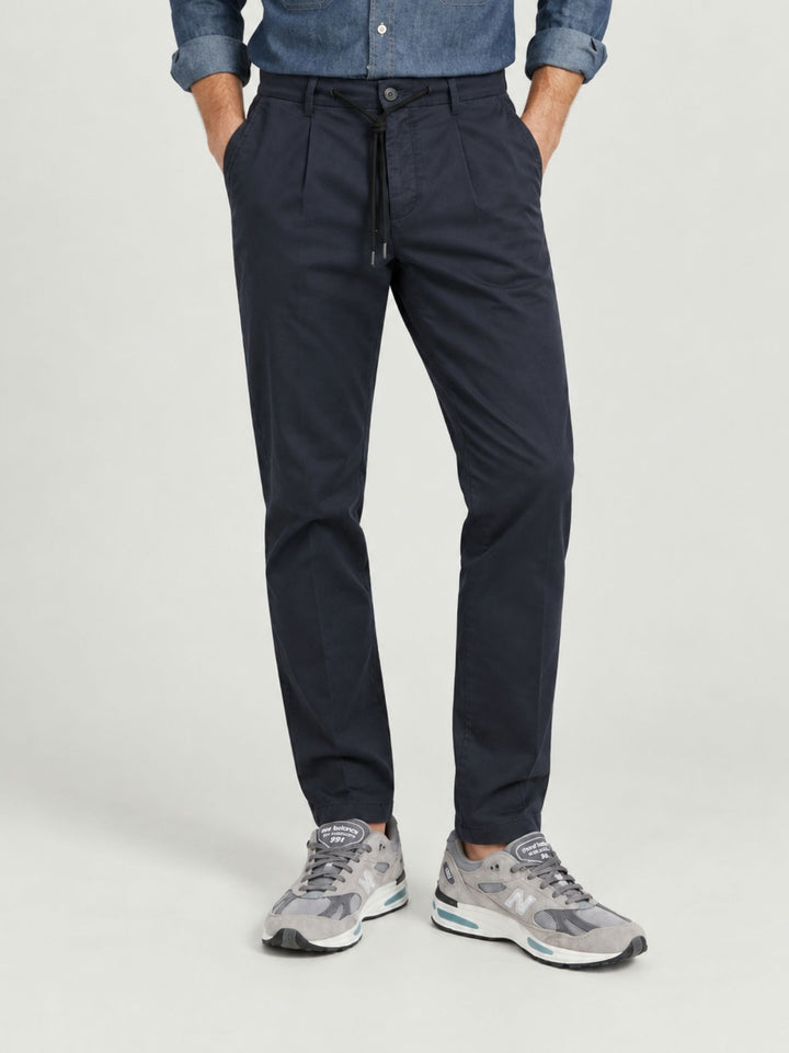 Pantalone con coulisse in cotone blu P002CO0461M 7019 ANDREA MORANDO 
