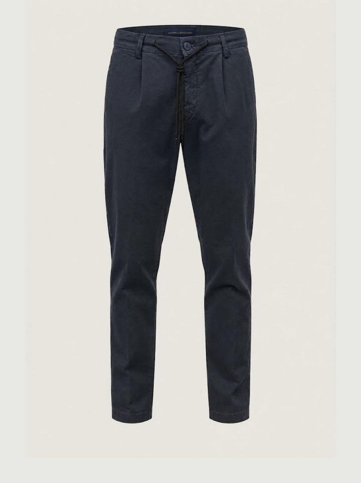 Pantalone con coulisse in cotone blu P002CO0461M 7019 ANDREA MORANDO 