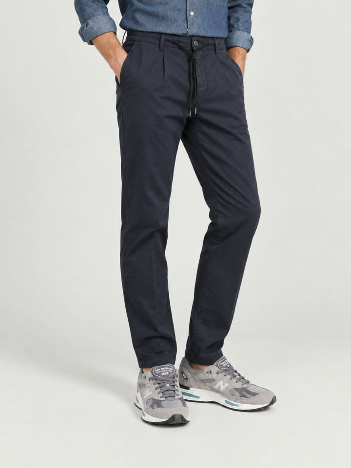 Pantalone con coulisse in cotone blu P002CO0461M 7019 ANDREA MORANDO 