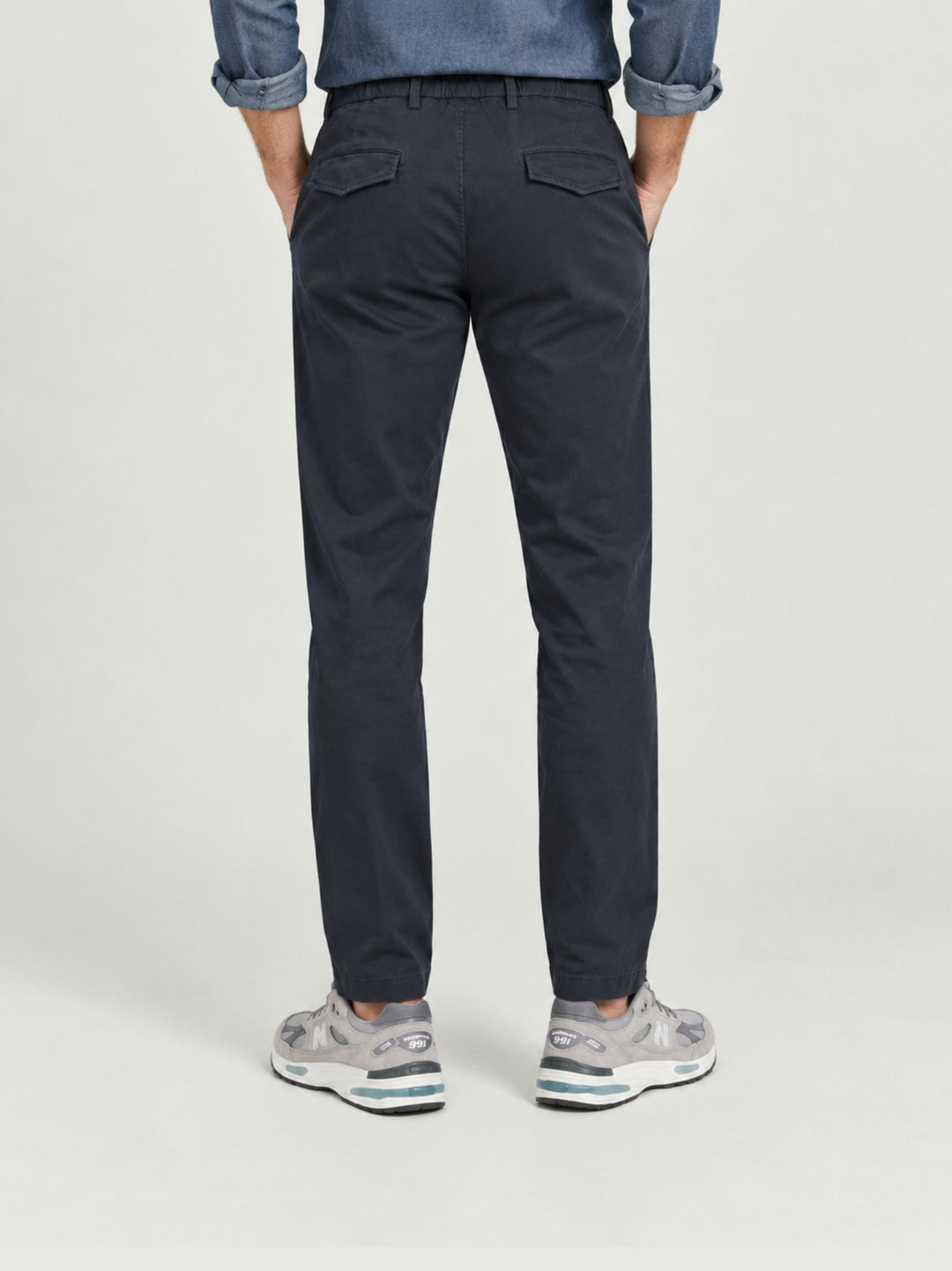 Pantalone con coulisse in cotone blu P002CO0461M 7019 ANDREA MORANDO 