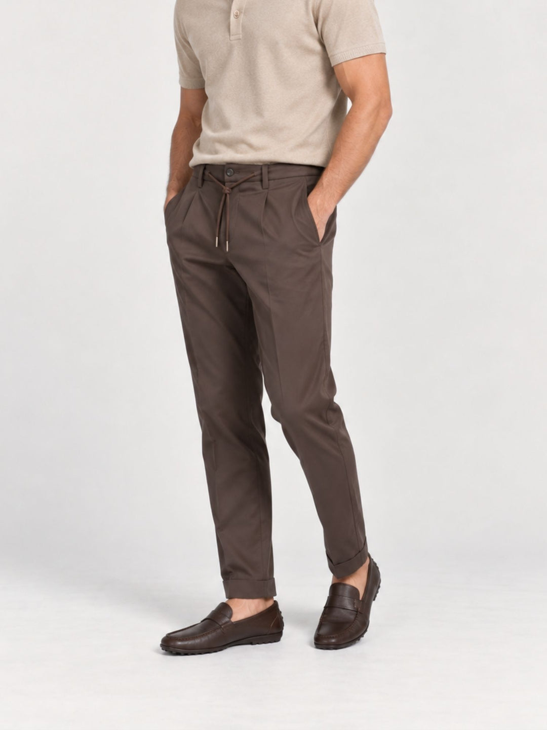 Pantalone chino con coulisse moro P002LY0013M 2000 ANDREA MORANDO 