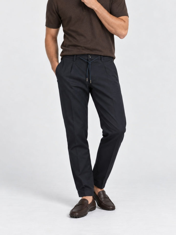 Pantalone chino con coulisse navy P002LY0013M 7000 ANDREA MORANDO 