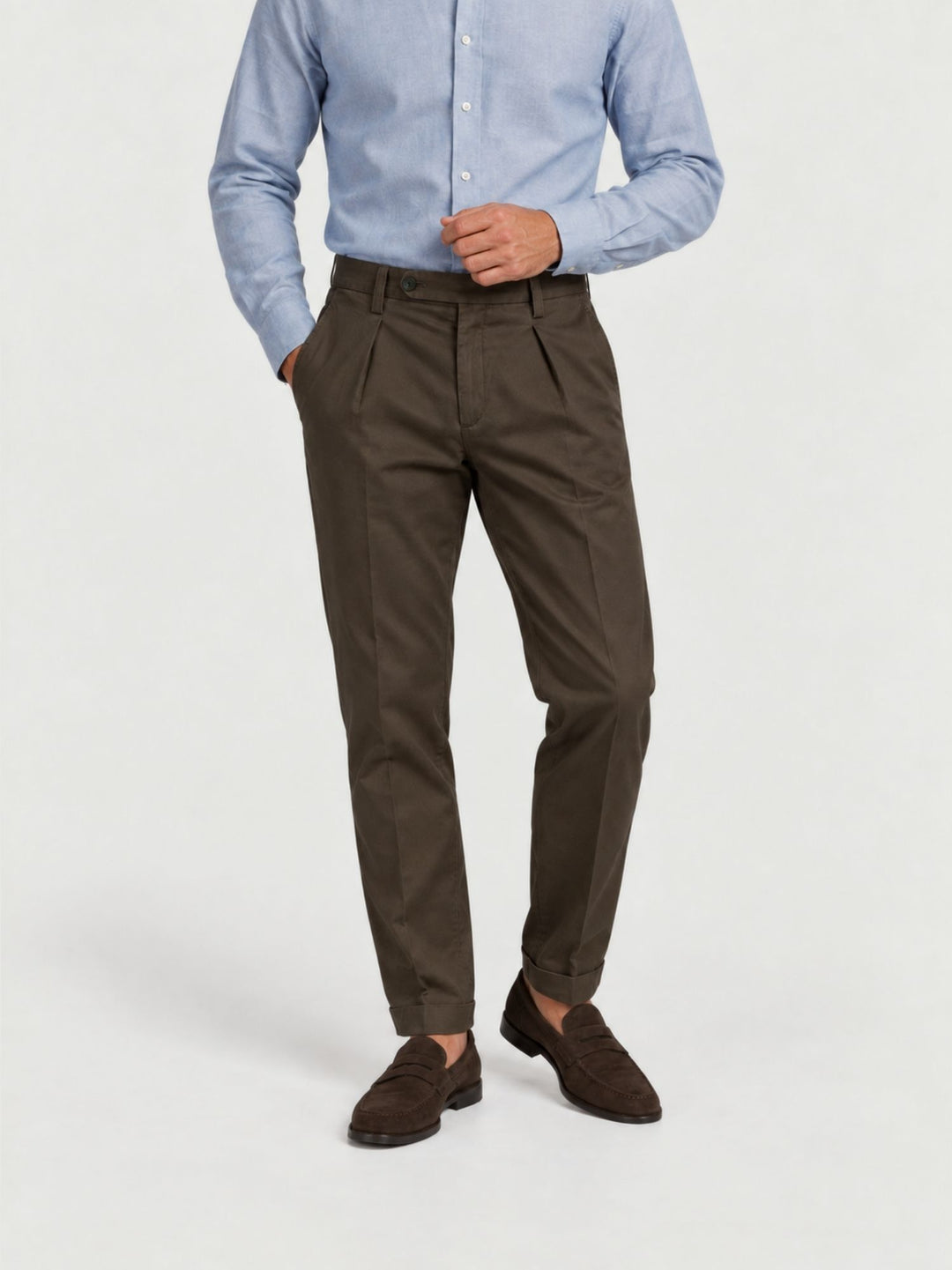Pantalone chino con pinces moro P003CO0457M 2000 ANDREA MORANDO 