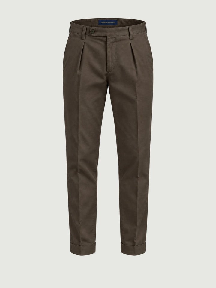 Pantalone chino con pinces moro P003CO0457M 2000 ANDREA MORANDO 