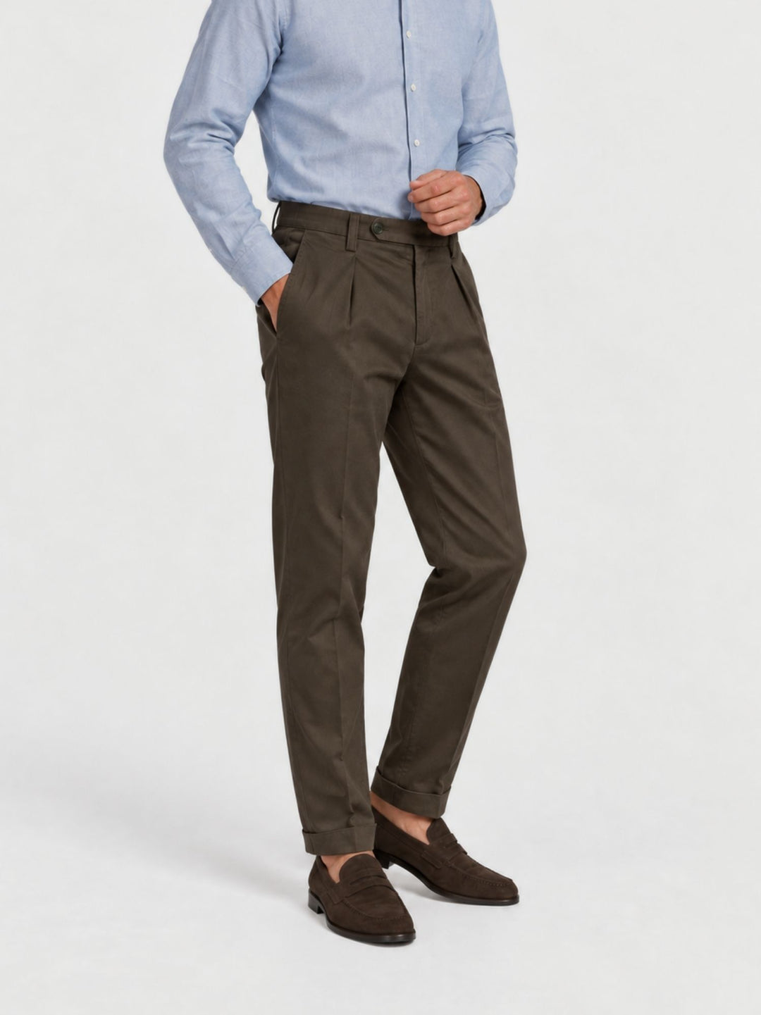 Pantalone chino con pinces moro P003CO0457M 2000 ANDREA MORANDO 