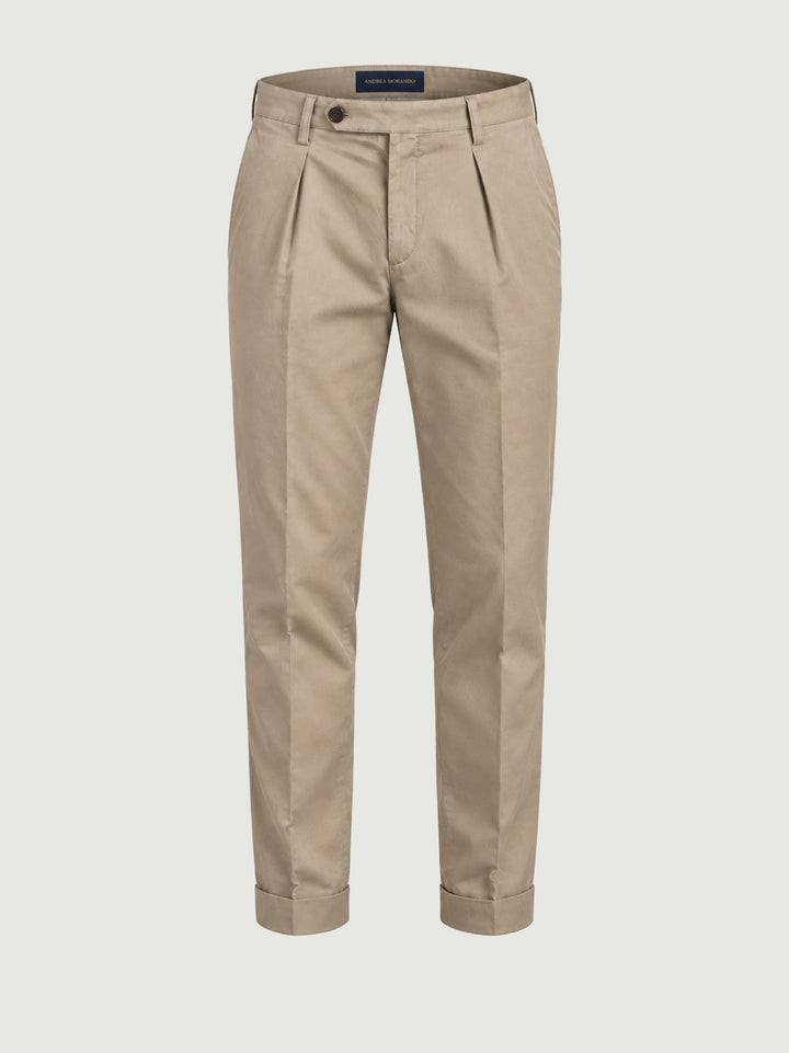Pantalone chino con pinces sabbia P003CO0457M 2001 ANDREA MORANDO 