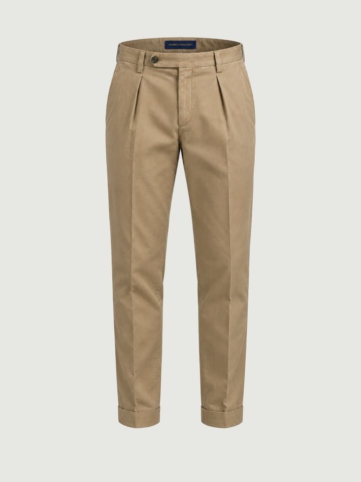 Pantalone chino con pinces fango P003CO0457M 2011 ANDREA MORANDO 