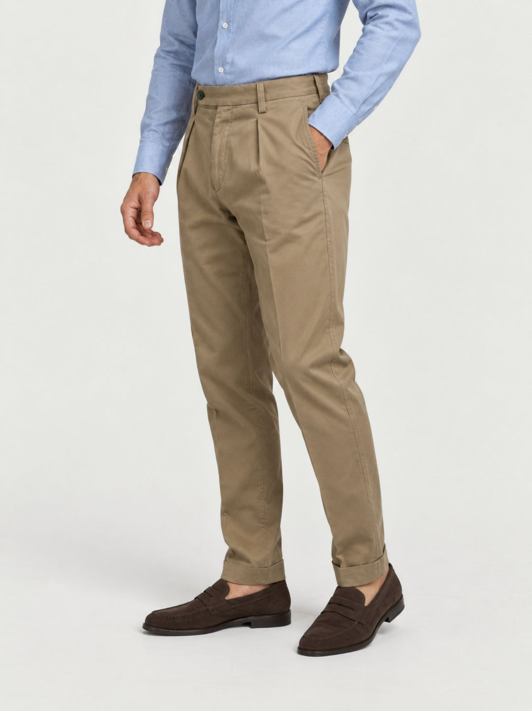 Pantalone chino con pinces fango P003CO0457M 2011 ANDREA MORANDO 
