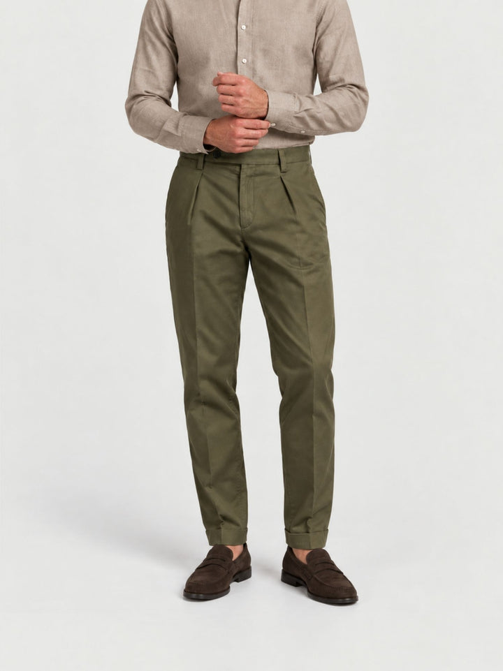 Pantalone chino con pinces militare P003CO0457M 4017 ANDREA MORANDO 