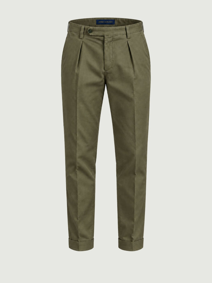 Pantalone chino con pinces militare P003CO0457M 4017 ANDREA MORANDO 
