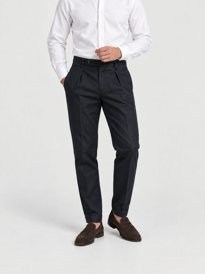 Pantalone chino con pinces navy P003CO0457M 7000 ANDREA MORANDO 