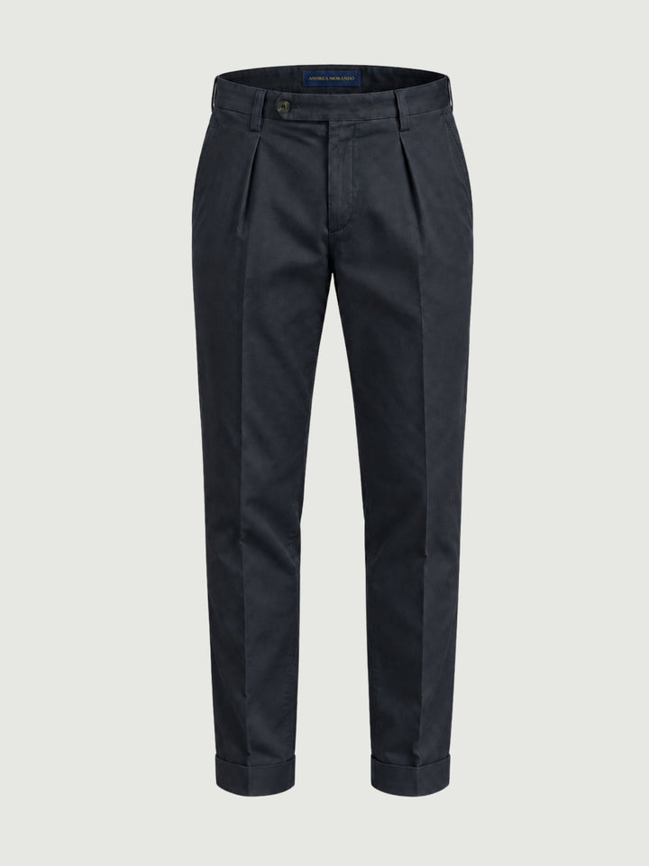 Pantalone chino con pinces navy P003CO0457M 7000 ANDREA MORANDO 