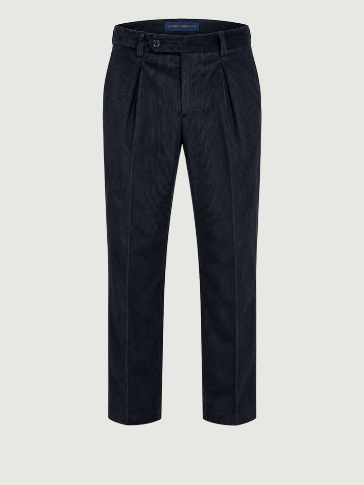 Pantalone chino in velluto a coste navy P003CO0473M 7000 ANDREA MORANDO 