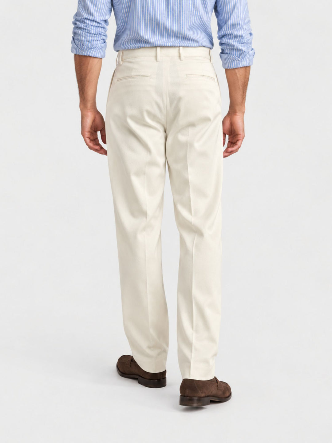 Pantalone doppia pince cotone panna P006CO0547M 1001 ANDREA MORANDO 