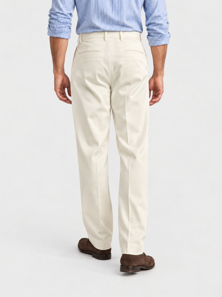 Pantalone doppia pince cotone panna P006CO0547M 1001 ANDREA MORANDO 