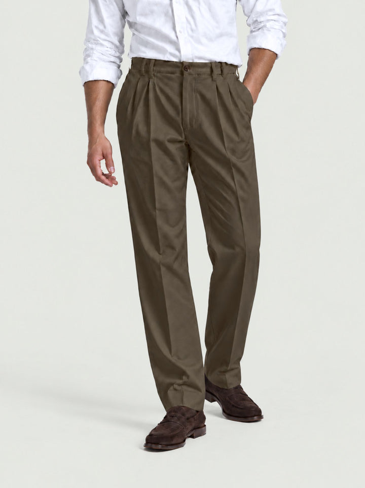 Pantalone doppia pince cotone moro P006CO0547M 2000 ANDREA MORANDO 