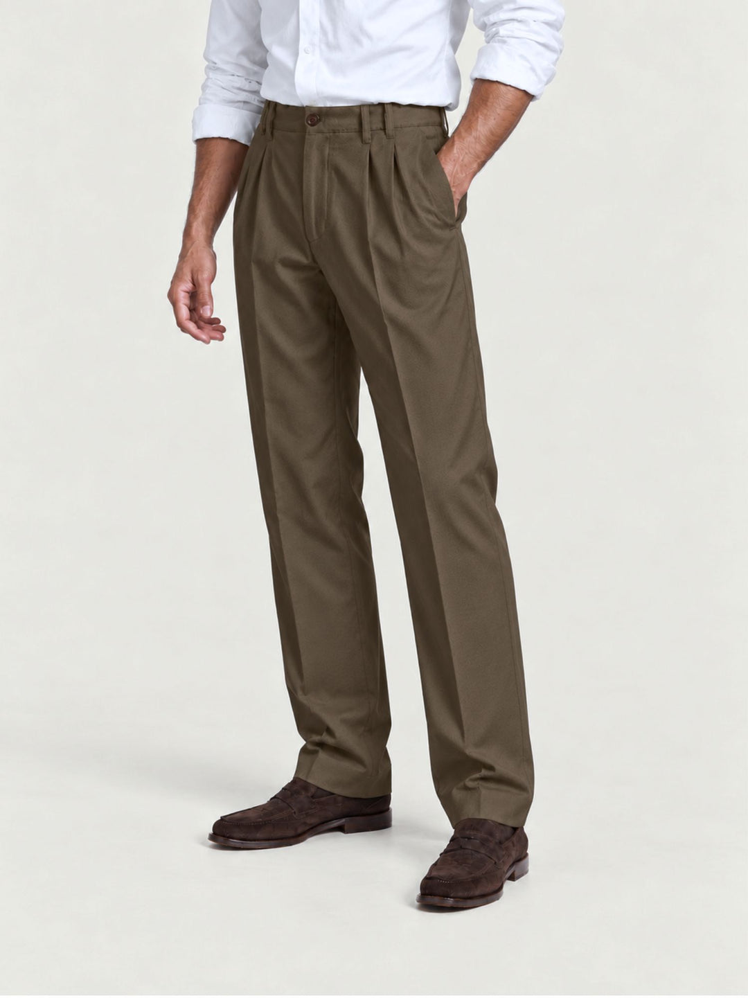 Pantalone doppia pince cotone moro P006CO0547M 2000 ANDREA MORANDO 