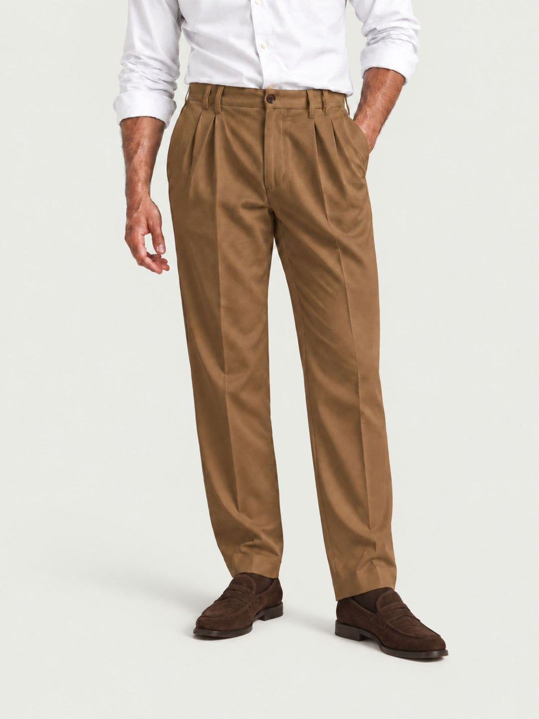 Pantalone doppia pince cotone nocciola P006CO0547M 2013 ANDREA MORANDO 