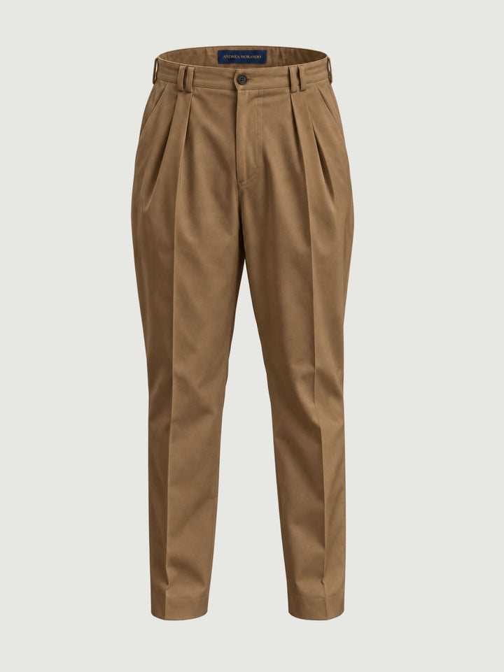 Pantalone doppia pince cotone nocciola P006CO0547M 2013 ANDREA MORANDO 