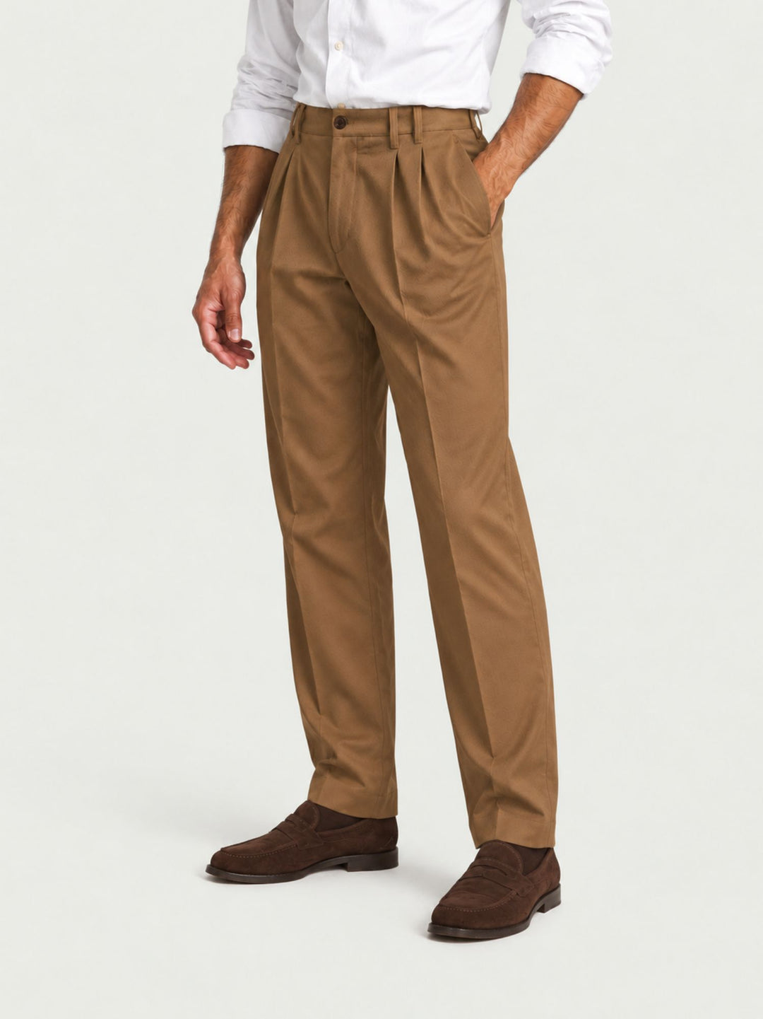 Pantalone doppia pince cotone nocciola P006CO0547M 2013 ANDREA MORANDO 