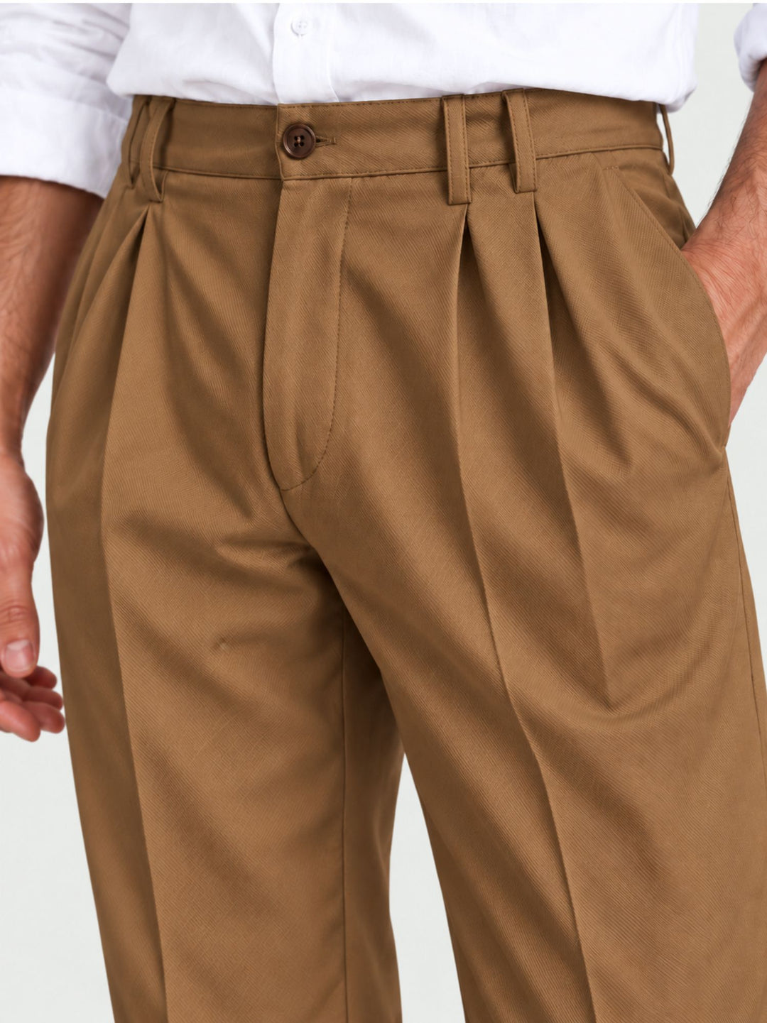 Pantalone doppia pince cotone nocciola P006CO0547M 2013 ANDREA MORANDO 