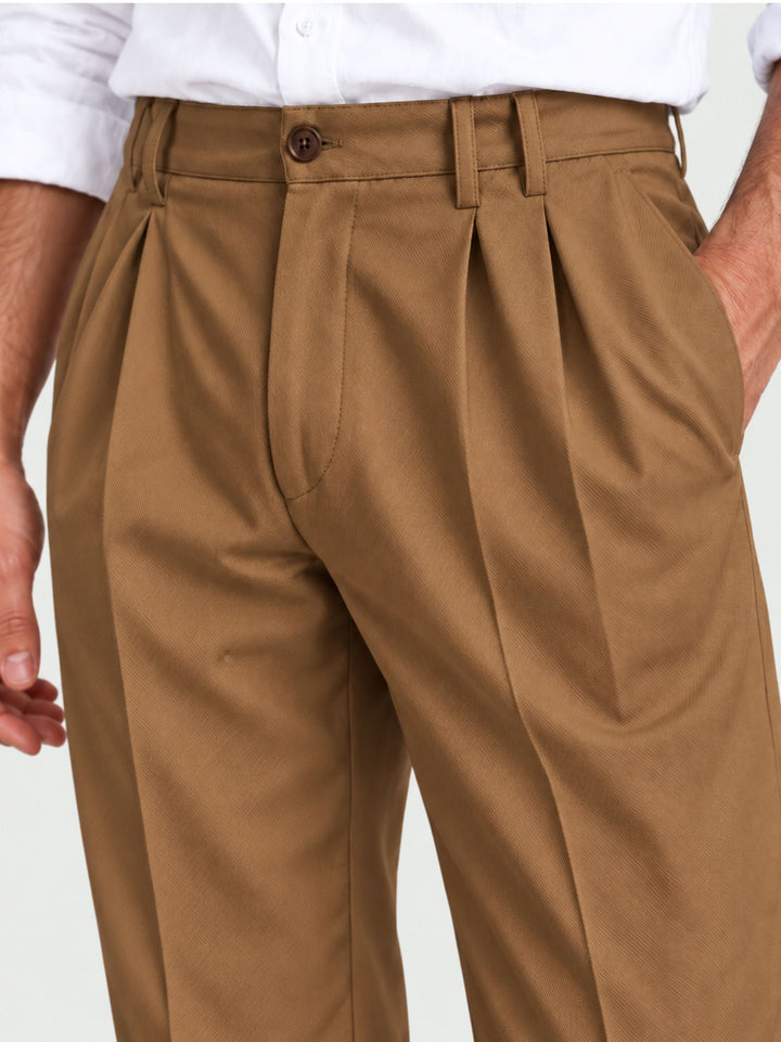 Pantalone doppia pince cotone nocciola P006CO0547M 2013 ANDREA MORANDO 