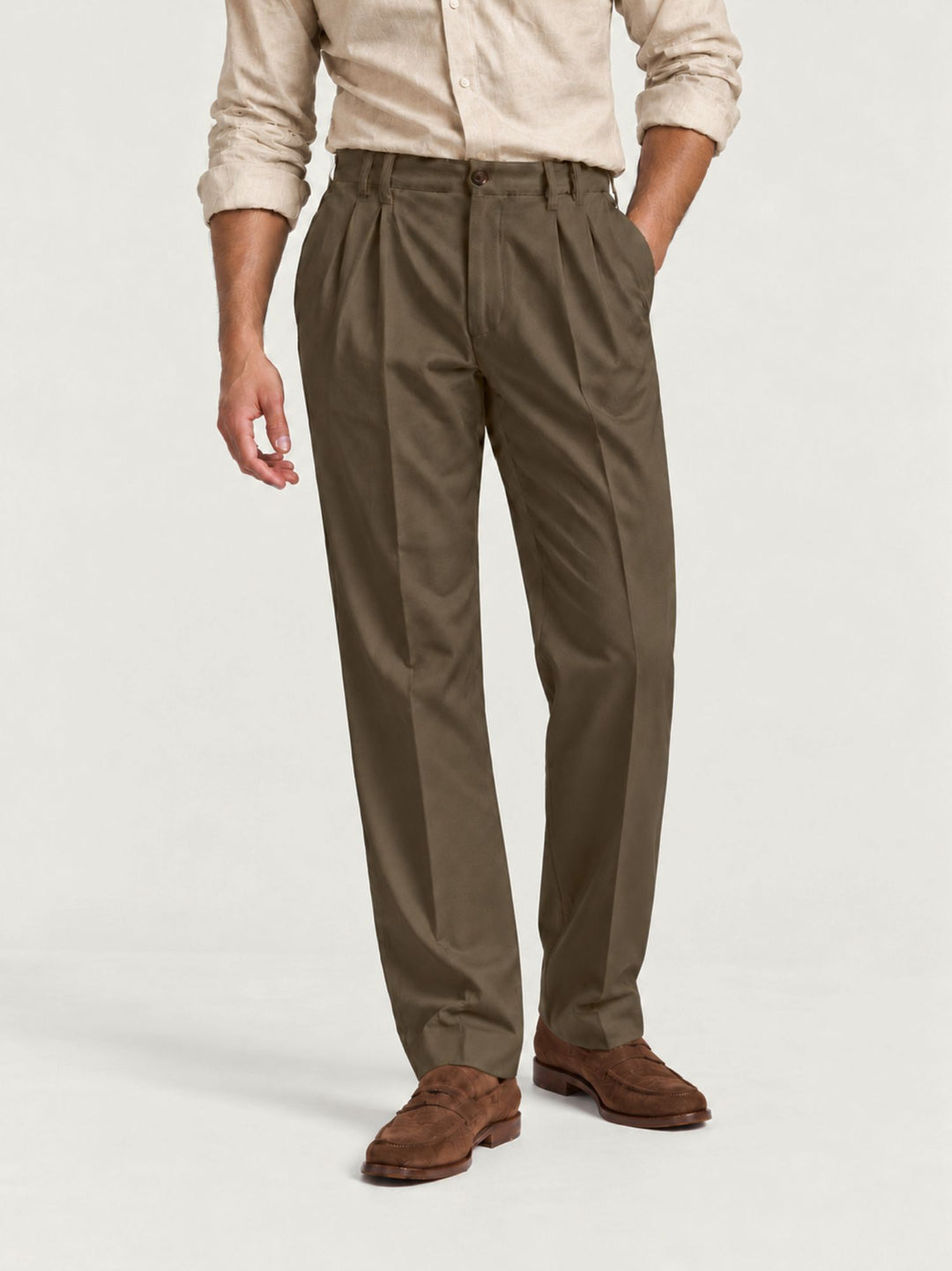Pantalone doppia pince cotone militare P006CO0547M 4017 ANDREA MORANDO 