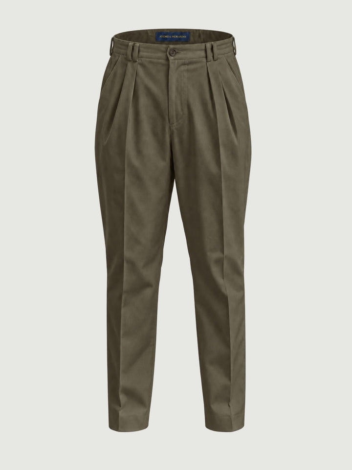 Pantalone doppia pince cotone militare P006CO0547M 4017 ANDREA MORANDO 