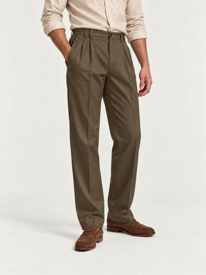 Pantalone doppia pince cotone militare P006CO0547M 4017 ANDREA MORANDO 