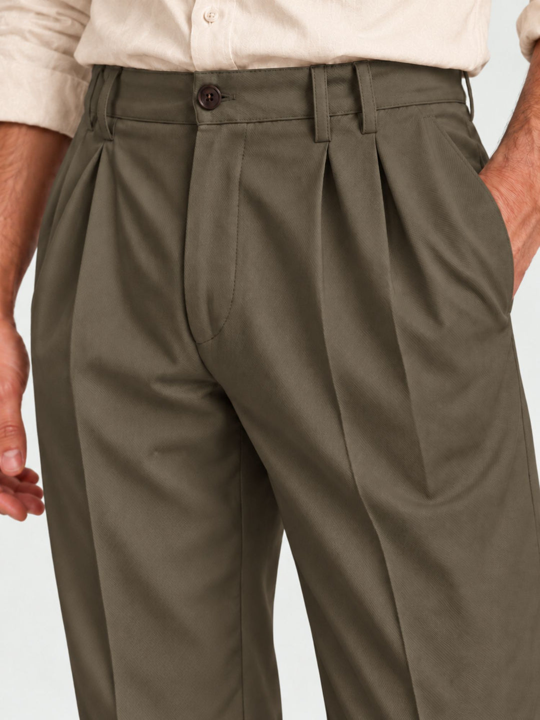 Pantalone doppia pince cotone militare P006CO0547M 4017 ANDREA MORANDO 
