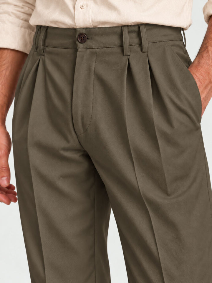 Pantalone doppia pince cotone militare P006CO0547M 4017 ANDREA MORANDO 