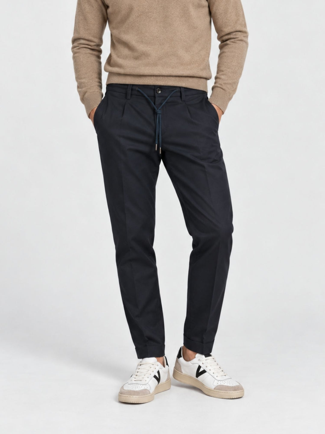 Pantalone chino con coulisse navy P008NY0024M 7000 ANDREA MORANDO 