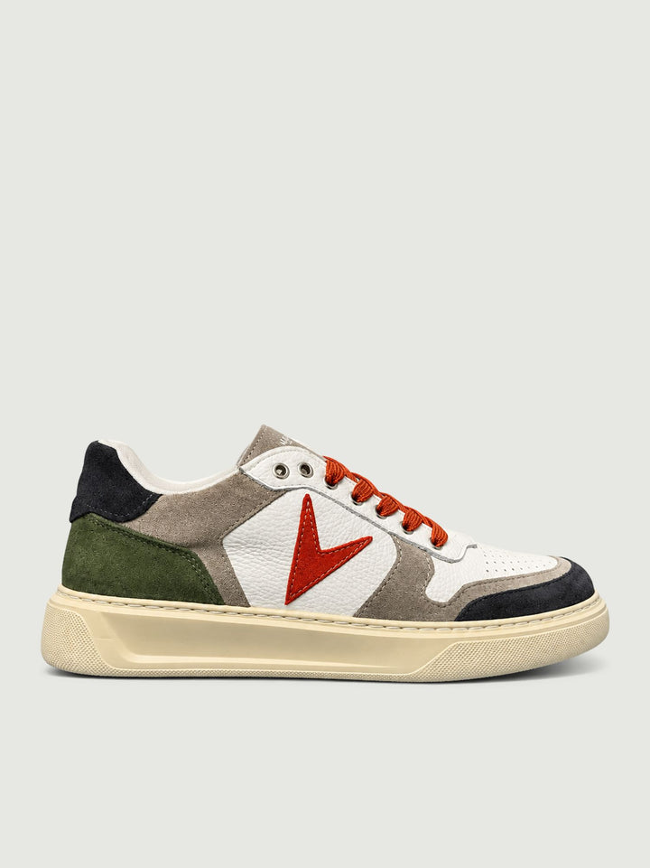 Sneaker in pelle martellata bianca con inserti colorati SNKBISUPER BL V2 