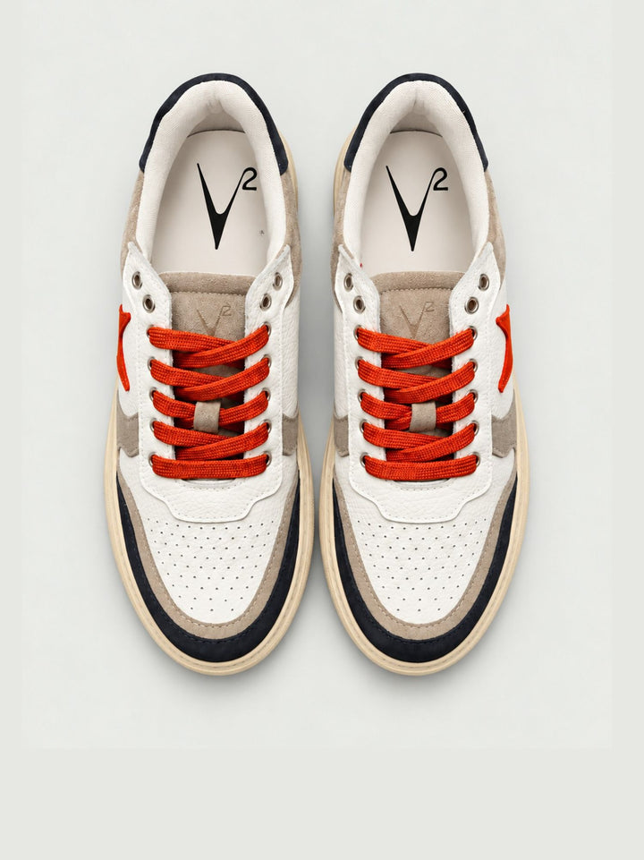Sneaker in pelle martellata bianca con inserti colorati SNKBISUPER BL V2 