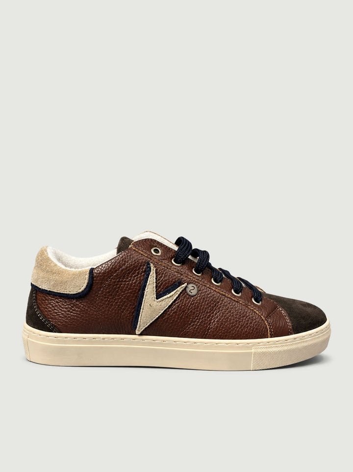 Sneaker in pelle marrone con inserti in camoscio SNKMOBOTVV SA V2 