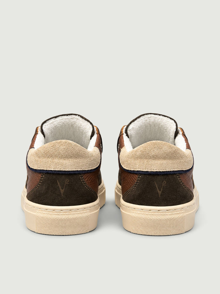 Sneaker in pelle marrone con inserti in camoscio SNKMOBOTVV SA V2 