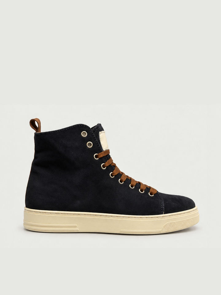 Sneaker alta imbottita in pelle scamosciata navy STITED BL V2 