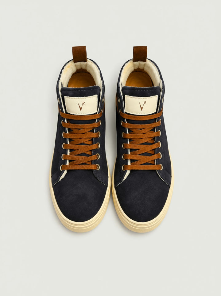 Sneaker alta imbottita in pelle scamosciata navy STITED BL V2 