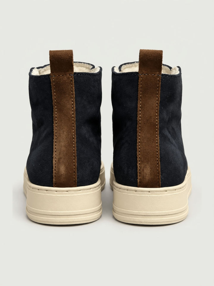 Sneaker alta imbottita in pelle scamosciata navy STITED BL V2 