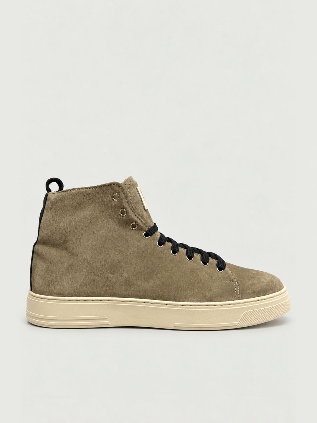Sneaker alta imbottita in pelle scamosciata tortora STITED TO V2 