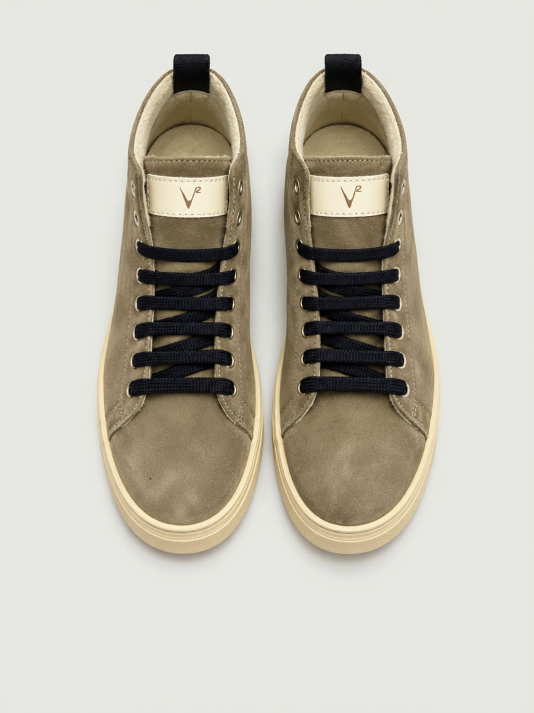 Sneaker alta imbottita in pelle scamosciata tortora STITED TO V2 