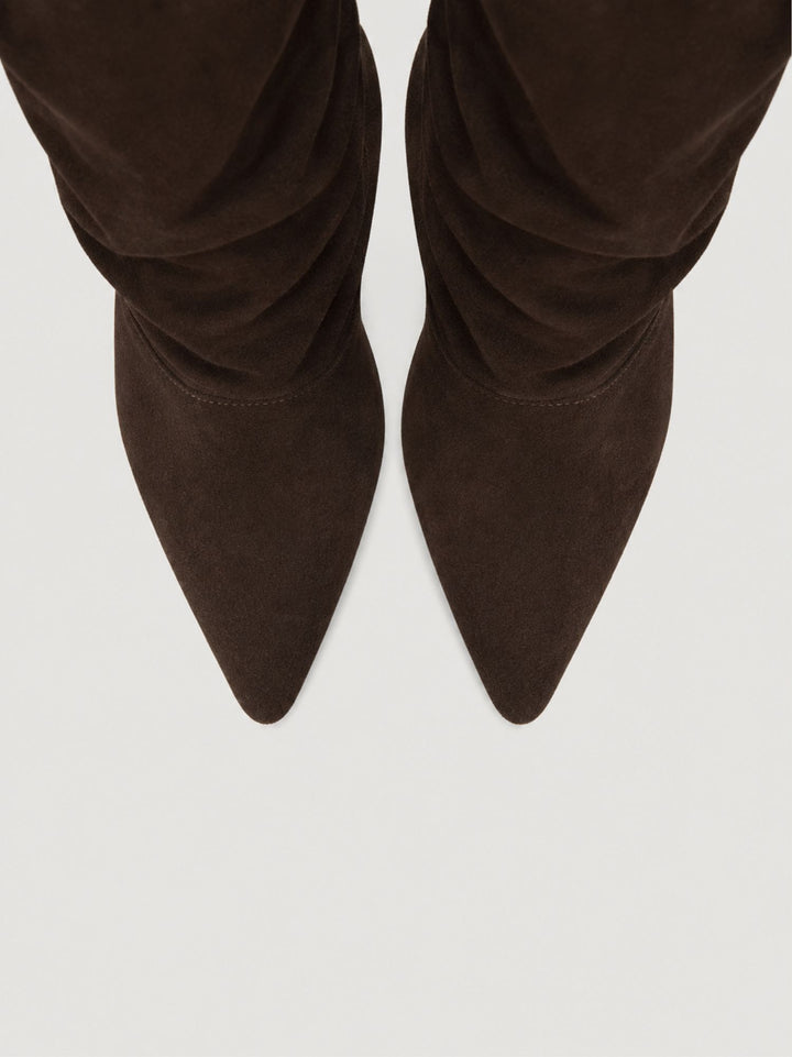 Stivale arricciato in pelle scamosciata moro K375 MORO ANDREA MORANDO 