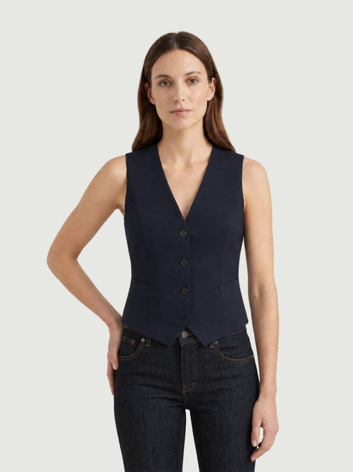 Gilet taglio sartoriale blu CRISTINA/305 BLU ANDREA MORANDO 