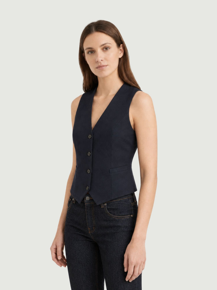 Gilet taglio sartoriale blu CRISTINA/305 BLU ANDREA MORANDO 