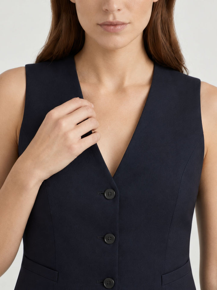 Gilet taglio sartoriale blu CRISTINA/305 BLU ANDREA MORANDO 