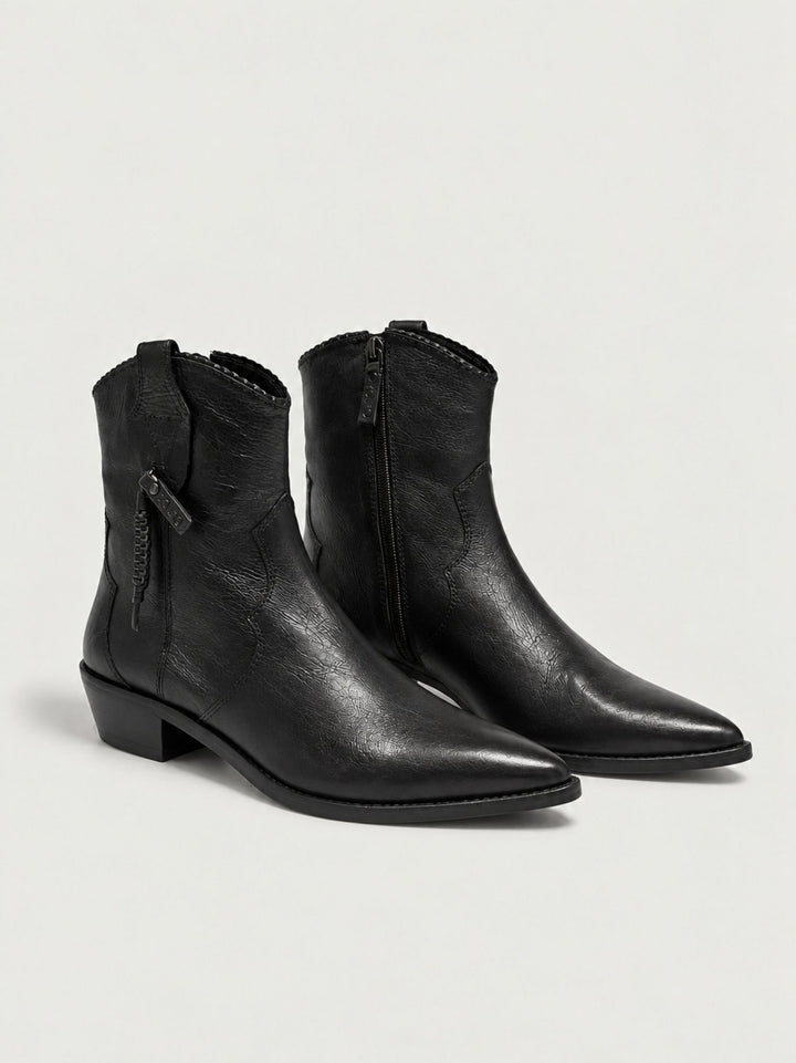 Stivaletto texano in pelle nera 262-700-12 BLACK ZOLFO 