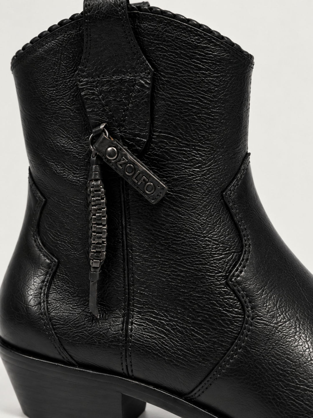 Stivaletto texano in pelle nera 262-700-12 BLACK ZOLFO 
